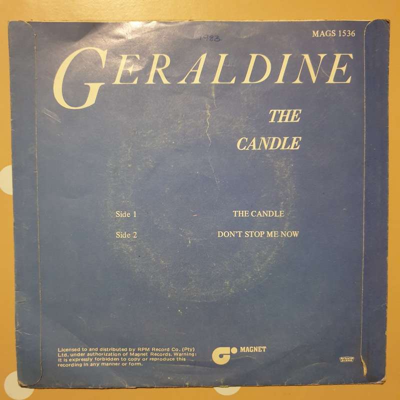 Geraldine  The Candle - Vinyl 7" Record - Very-Good+ Quality (VG+)