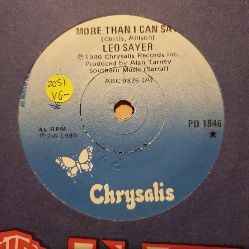 Leo Sayer  More Than I Can Say - Vinyl 7" Record - Very-Good- Quality (VG-)