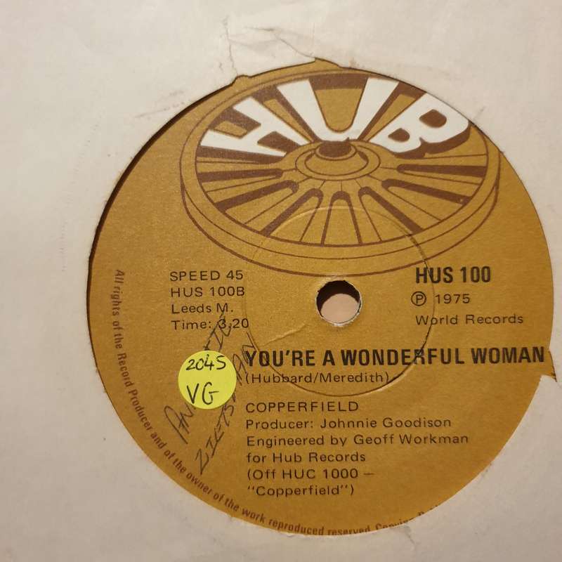 Copperfield - You're a Wonderful Woman - Vinyl 7" Record - Opened  - Very-Good Quality (VG)