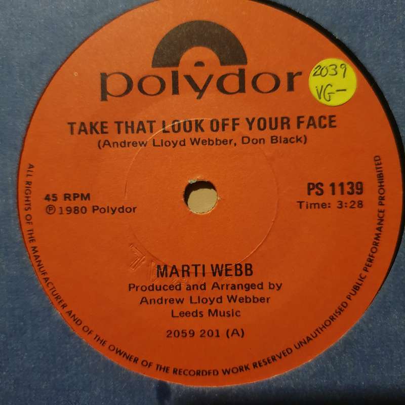 Marti Webb  Take That Look Off Your Face - Vinyl 7" Record - Very-Good- Quality (VG-)