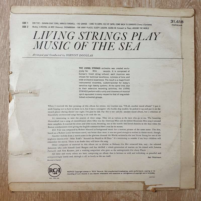 Living Strings  Living Strings Play Music Of The Sea -Vinyl LP Record - Opened  - Very-Good...