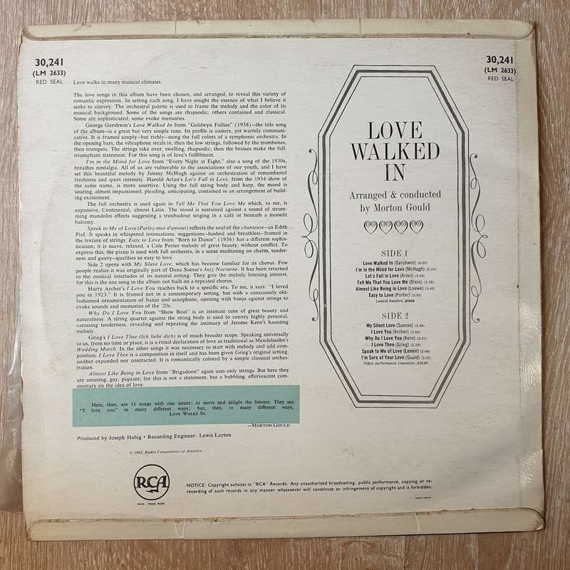 Morton Gould And His Orchestra  Love Walked In - Vinyl LP Record - Very-Good+ Quality (VG+)