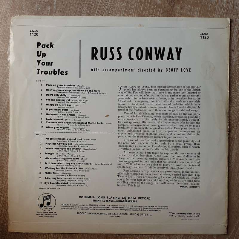 Russ Conway - Pack Up Your Troubles - Vinyl  LP Record - Very-Good Quality (VG)