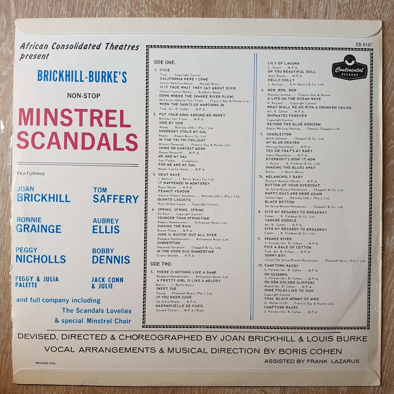 Brickhill-Burke's Non Stop Minstrel Scandals - Vinyl  LP Record - Opened  - Very-Good Quality (VG)