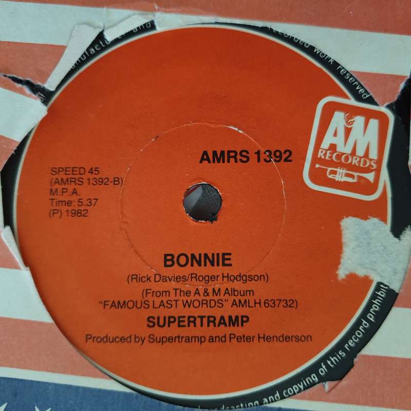 Supertramp  It's Raining Again - Vinyl 7" Record - Very-Good- Quality (VG-)