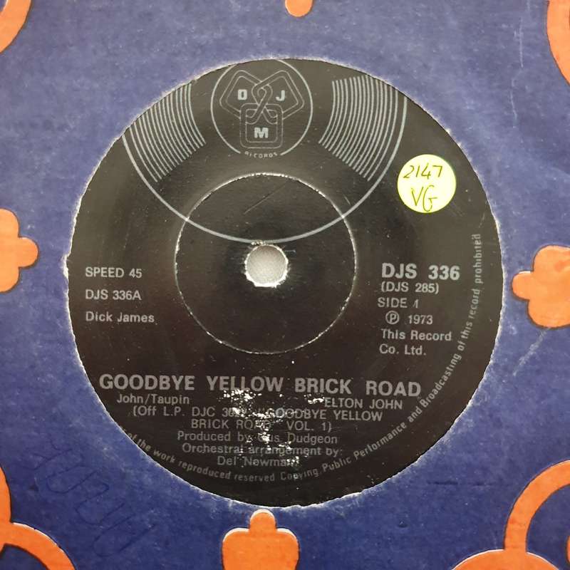 Elton John  Goodbye Yellow Brick Road  - Vinyl 7" Record - Very-Good Quality (VG)