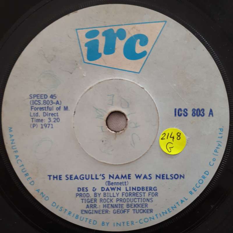 Des & Dawn Lindberg  The Seagull's Name Was Nelson - Vinyl 7" Record - Good Quality (G)