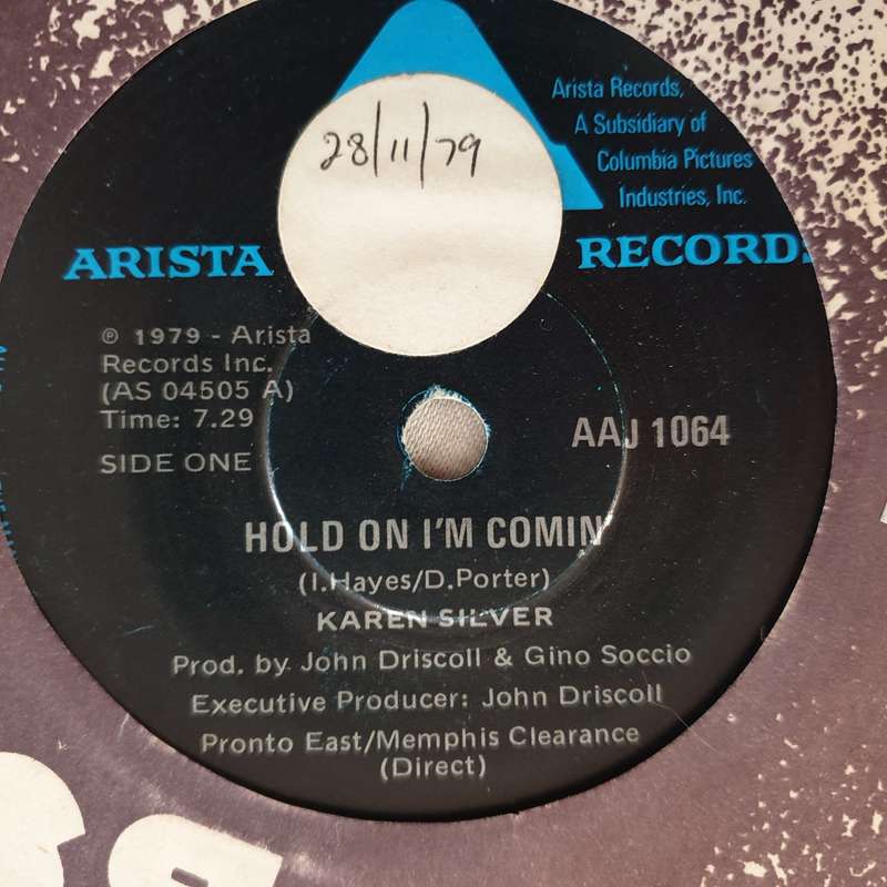 Karen Silver  Hold On I'm Comin' - Vinyl 7" Record - Very-Good+ Quality (VG+)