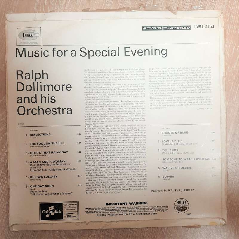 Ralph Dollimore And His Orchestra  Music For A Special Evening - Vinyl  LP Record - Opened ...