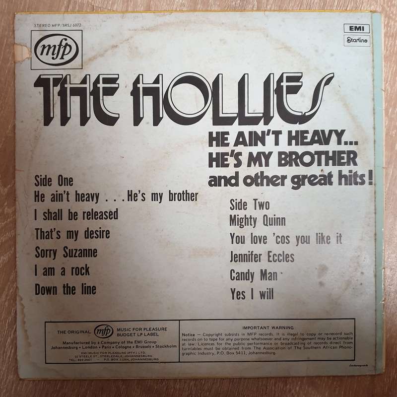 The Hollies  He Ain't Heavy, He's My Brother - Vinyl LP Record - Very-Good Quality (VG)