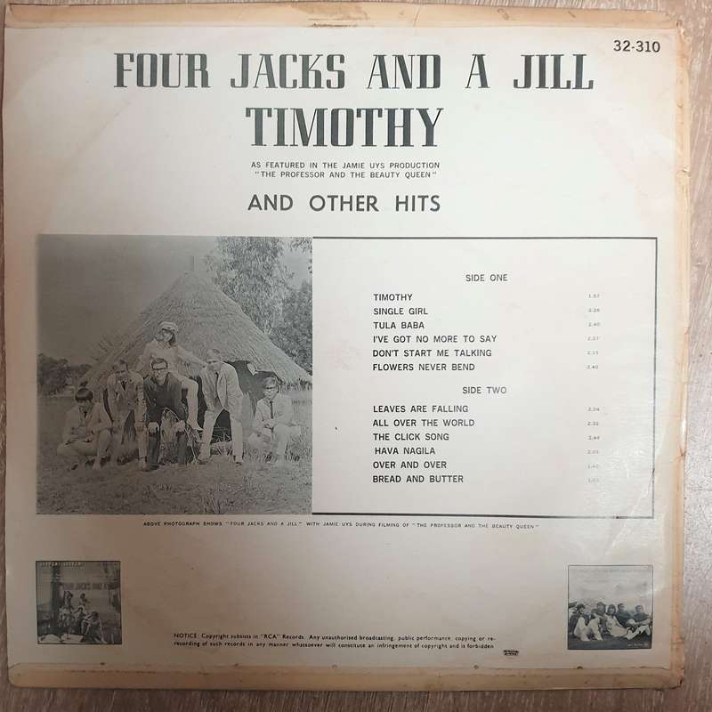 Four Jacks and A Jill - Timothy - Vinyl LP Record - Very-Good+ Quality (VG+)