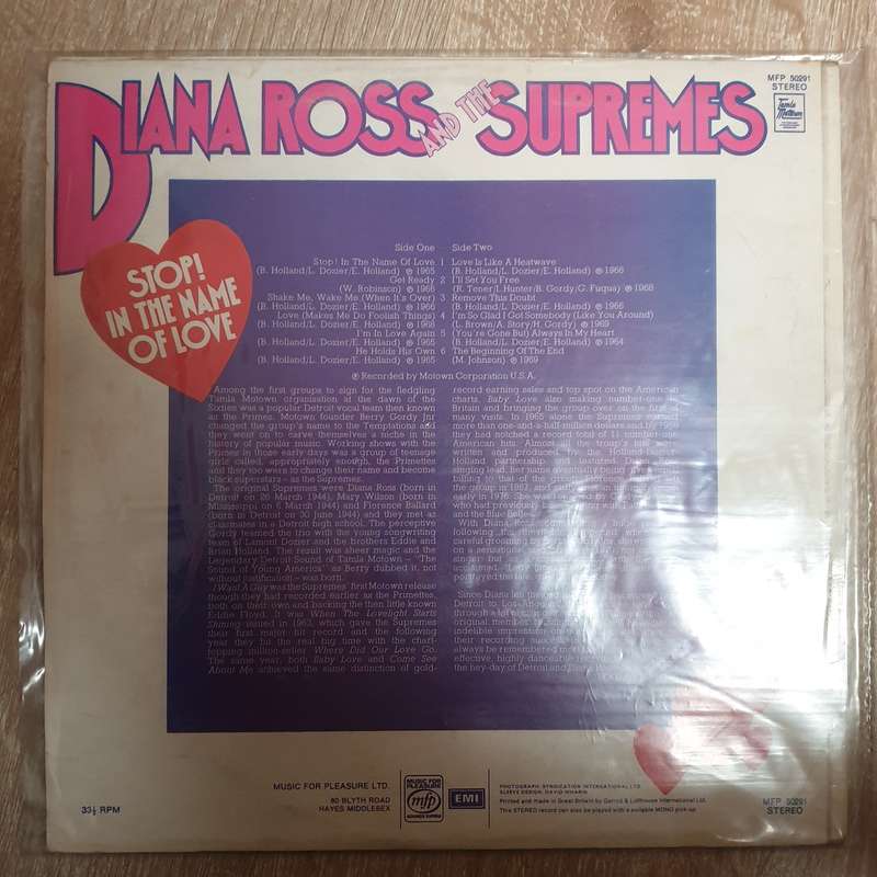 Diana Ross And The Supremes  Stop! In The Name Of Love - Vinyl LP Record - Very-Good+ Quali...