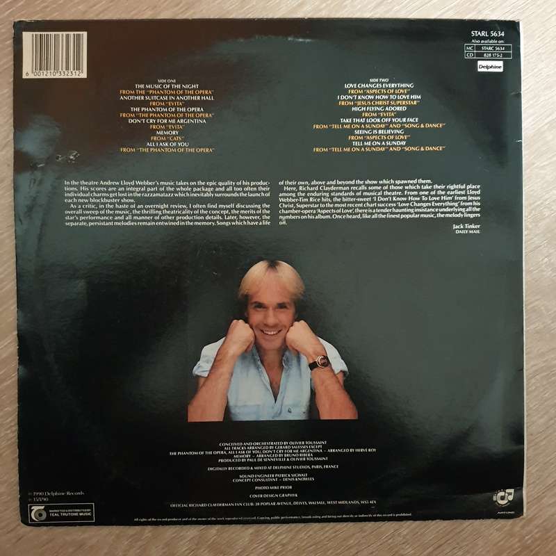 Richard Clayderman  The Love Songs Of Andrew Lloyd Webber - Vinyl  LP Record - Very-Good Qu...