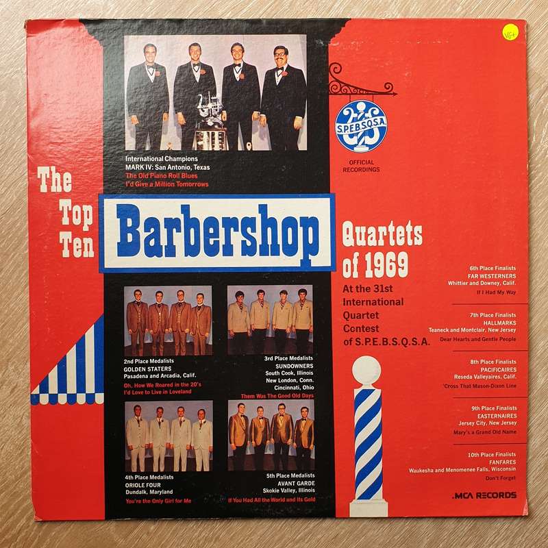 The Top Ten Barbershop Quartets Of 1969 - Vinyl LP Record - Very-Good+ Quality (VG+)