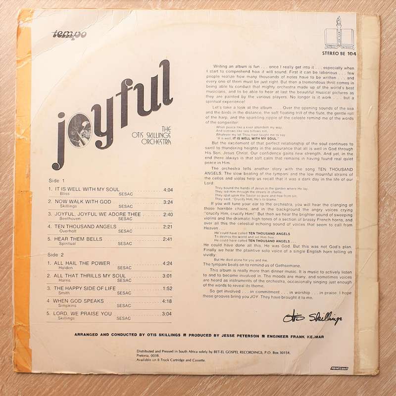 The Otis Skillings Orchestra  Joyful - Vinyl LP Record - Opened  - Very-Good- Quality (VG-)