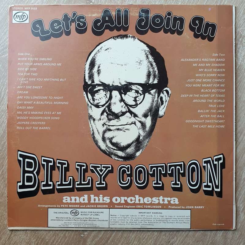 Billy Cotton and his Orchestra  - Let's All Join In - Vinyl LP Record - Very-Good+ Quality (VG+)