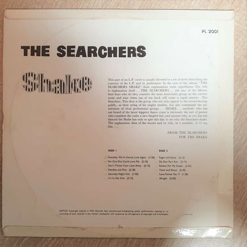 The Searchers  Shake - Vinyl LP Record - Opened  - Very-Good- Quality (VG-)