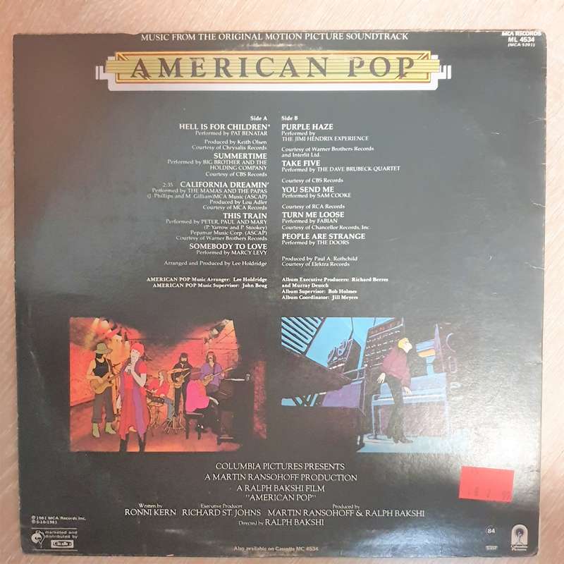 American Pop - Music From The Original Motion Picture Soundtrack - Vinyl LP Record - Very-Good+ Q...