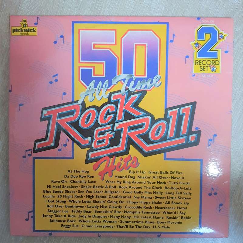 50 All Time Rock & Roll  Hits - Double Vinyl LP Record - Very-Good+ Quality (VG+)