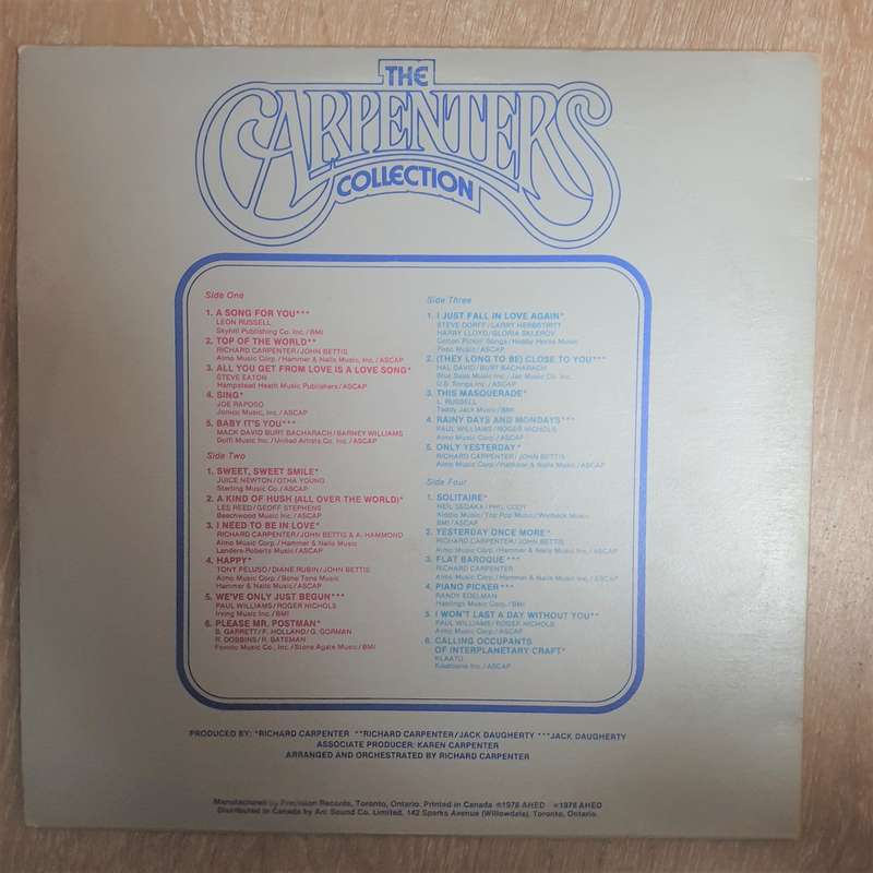 Carpenters  The Carpenters Collection (Canadian Press) - Double Vinyl LP Record - Very-Good...