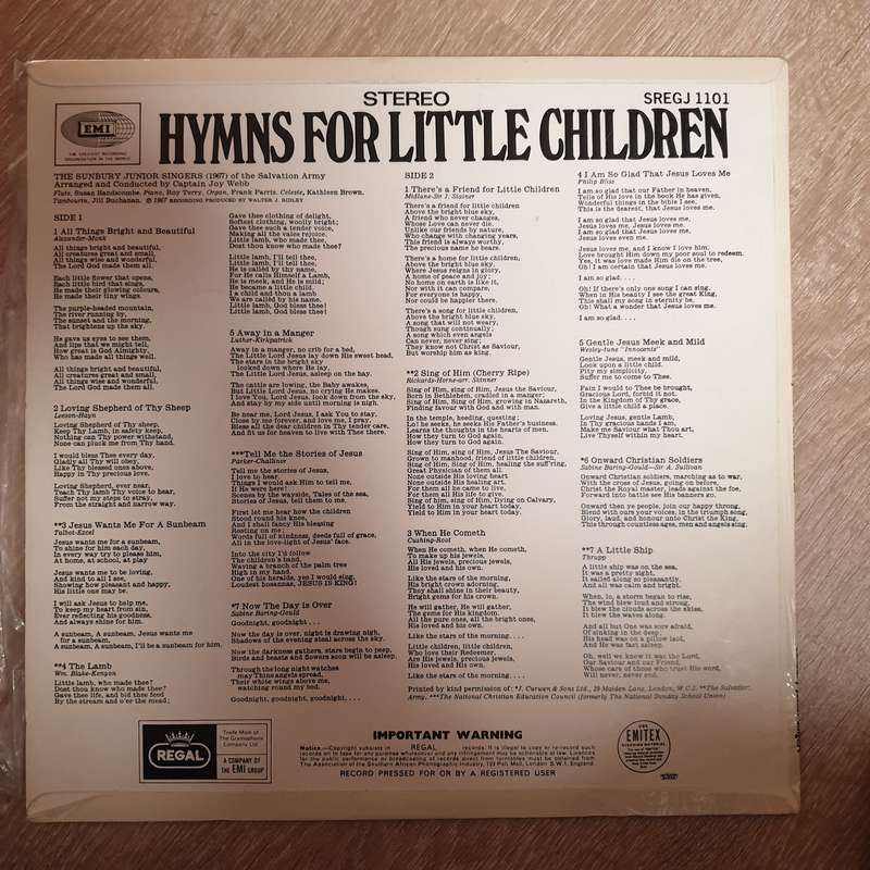 Sunbury Junior Singers - Hymns for Little Children - Vinyl LP Record - Opened  - Very-Good Qualit...