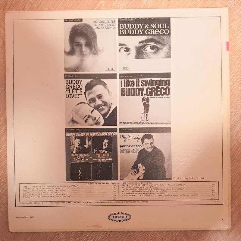 Buddy Greco  Greatest Hits - Vinyl LP Record - Very-Good+ Quality (VG+)