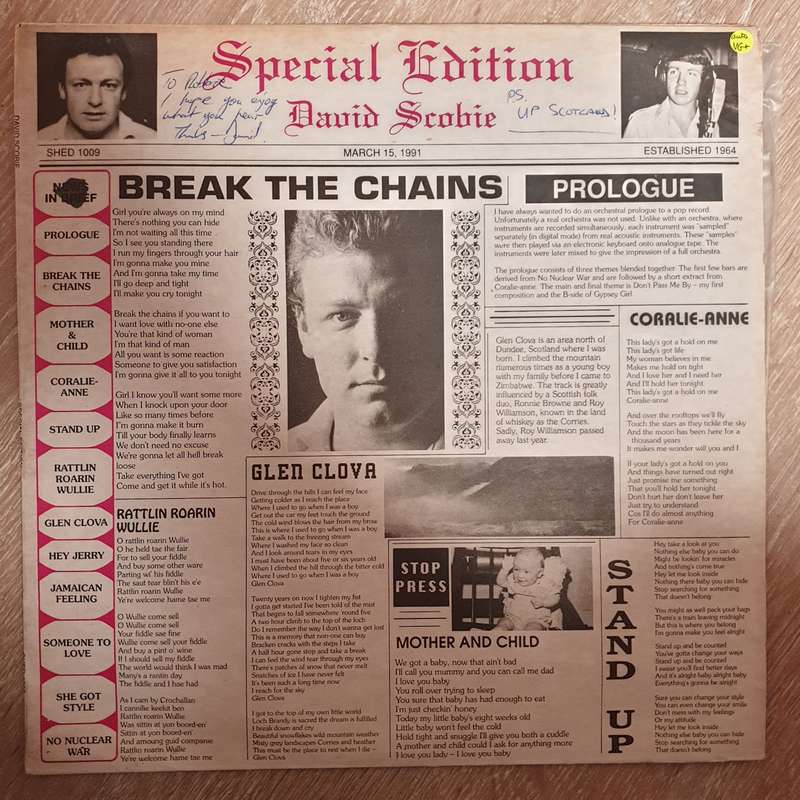 David Scobie - Special Edition - Autographed - Vinyl LP Record - Very-Good+ Quality (VG+)