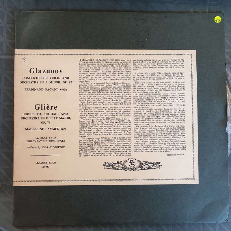 Alexander Glazunov, Reinhold Gliere  Glazunov: Violin Concerto, Op.82 Glere: Harp Concerto,...