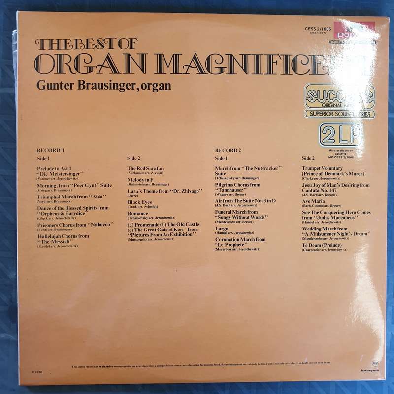 The Best of Organ Magnificent - Gunter Brausinger  Double Vinyl LP Record - Very-Good+ Quality...