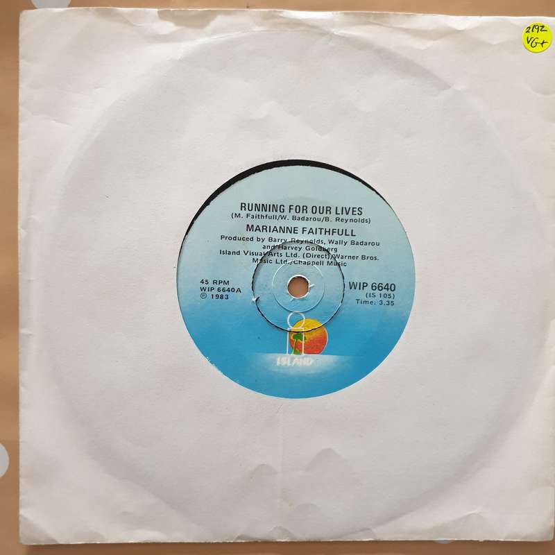 Marianne Faithfull  Running For Our Lives - Vinyl 7" Record - Very-Good+ Quality (VG+)