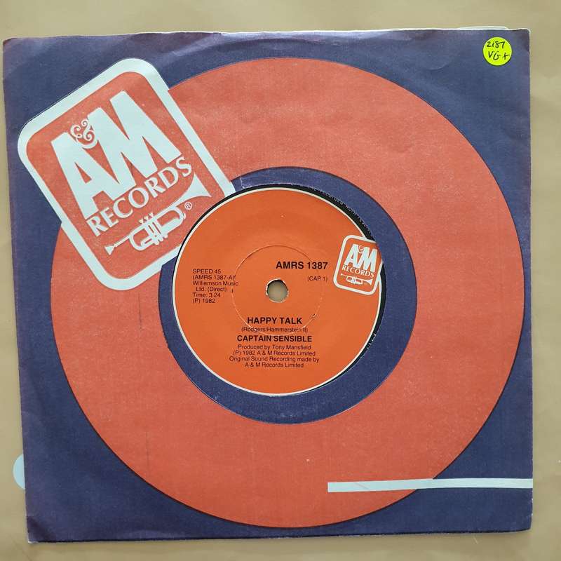 Captain Sensible  Happy Talk - Vinyl 7" Record - Very-Good+ Quality (VG+)