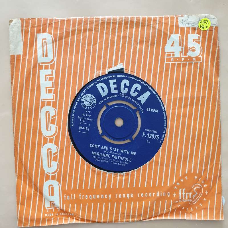Marianne Faithfull  Come And Stay With Me - Vinyl 7" Record - Very-Good+ Quality (VG+)