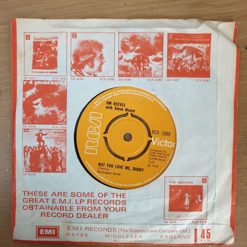 Jim Reeves With Steve Moore  But You Love Me, Daddy - Vinyl 7" Record - Very-Good Quality (VG)