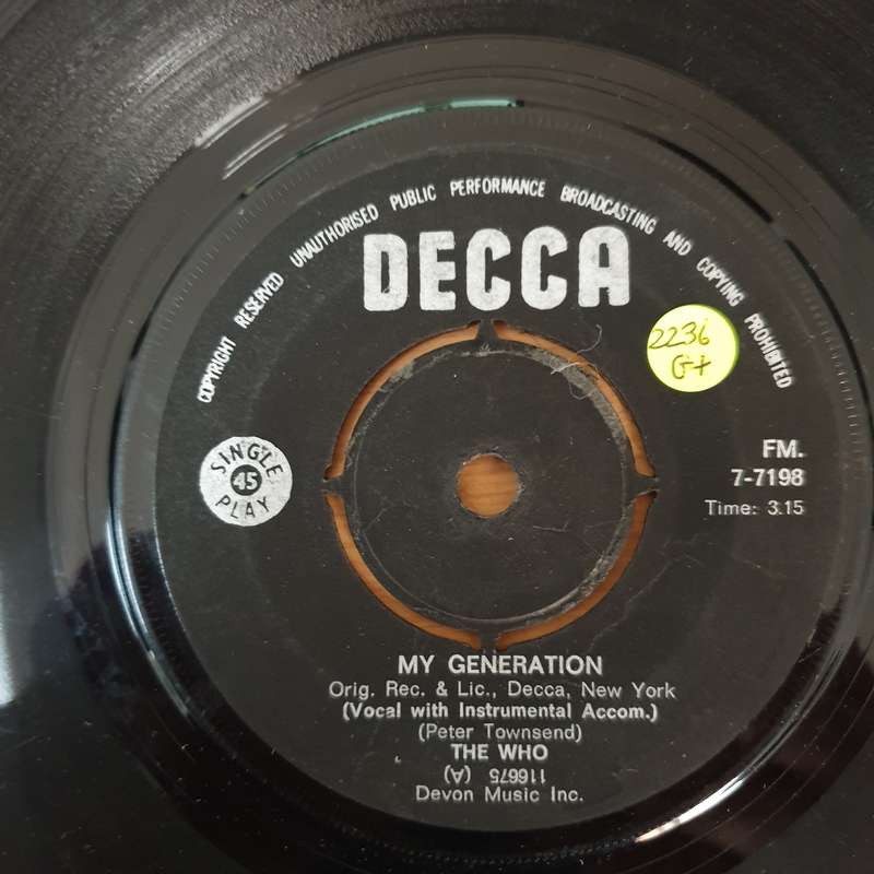 The Who  My Generation - Vinyl 7" Record - Good+ Quality (G+)
