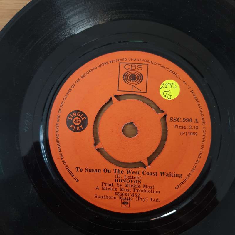 Donovan  To Susan On The West Coast Waiting / Atlantis - Vinyl 7" Record - Very-Good- Quali...