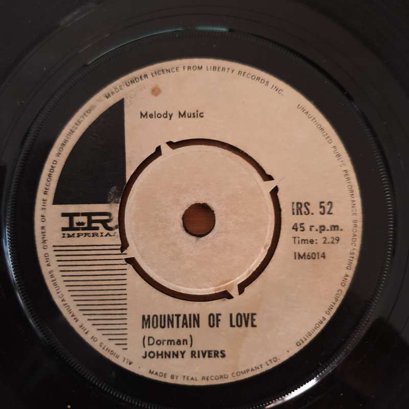 Johnny Rivers  Mountain Of Love / Moody River - Vinyl 7" Record - Good Quality (G)
