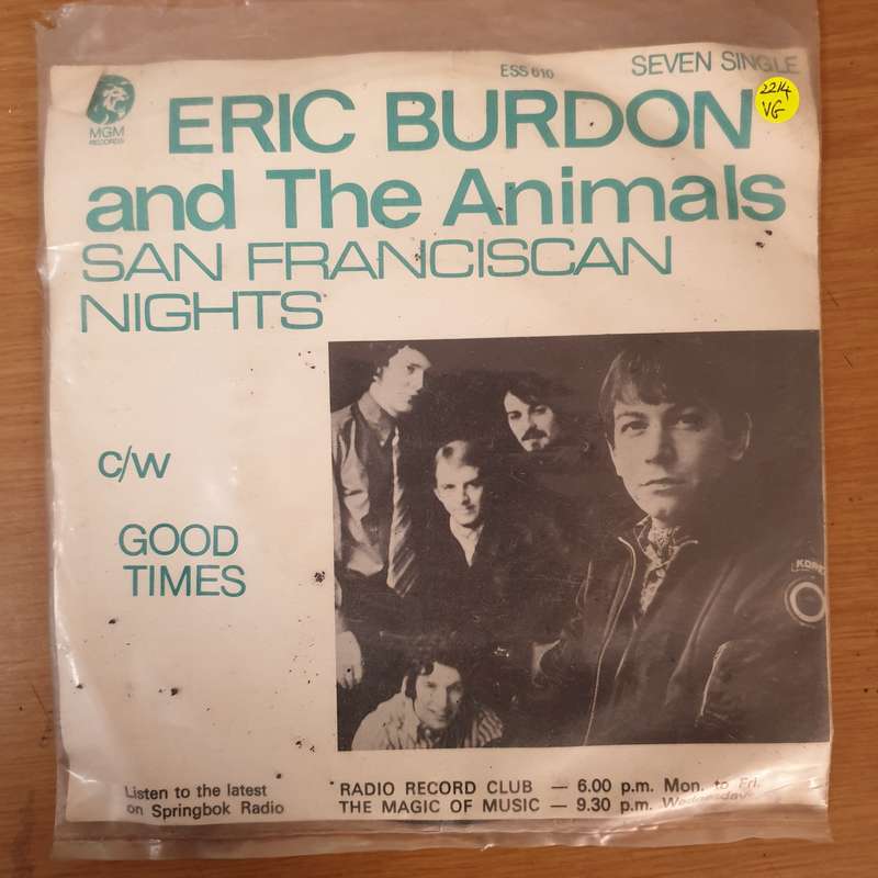 Eric Burdon And The Animals  San Franciscan Nights - Vinyl 7" Record - Very-Good Quality (VG)