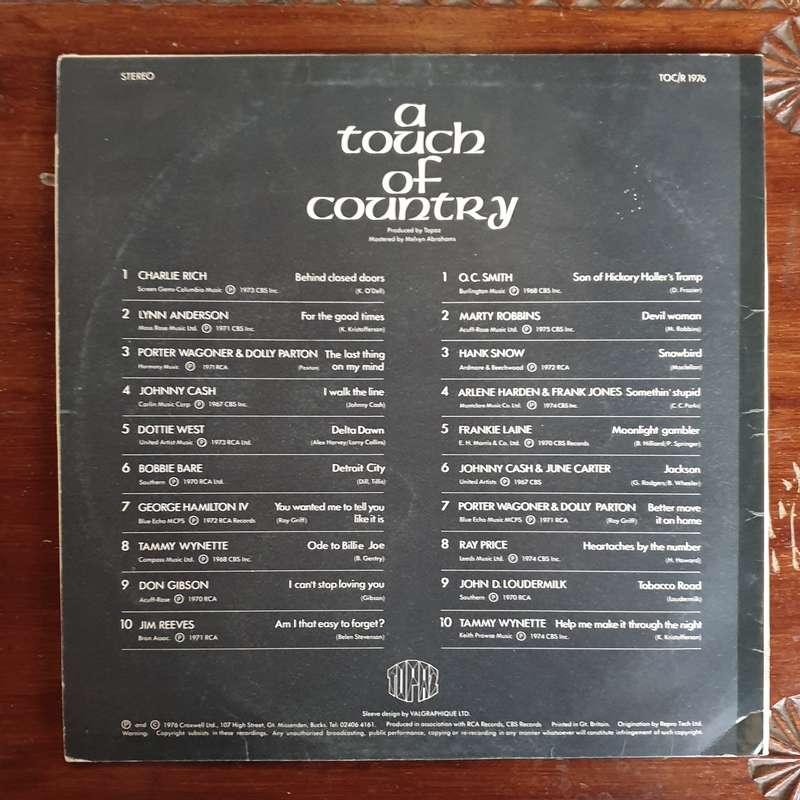 A Touch of Country - 20 Hits from Original Artists - Vinyl LP Record - Very-Good+ Quality (VG+)