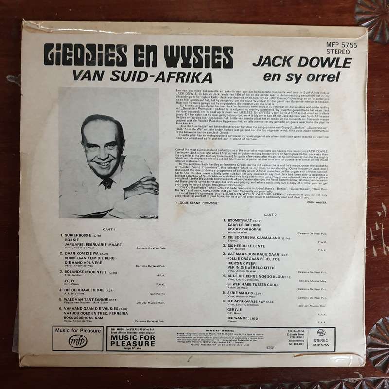 Jack Dowle en sy orrel - Liedtjies en Wysies - Vinyl LP Record - Very-Good+ Quality (VG+)
