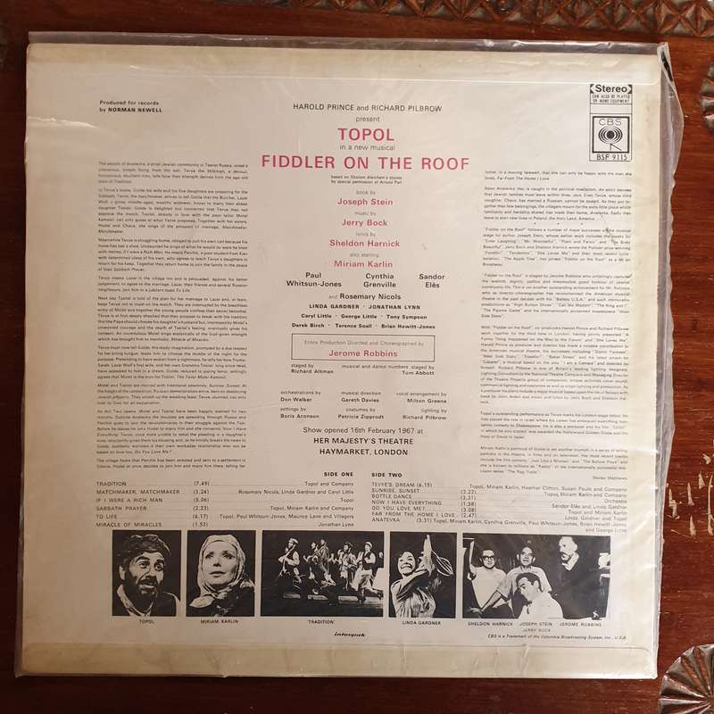 Topol  Fiddler On The Roof  - Vinyl LP Record (VG)