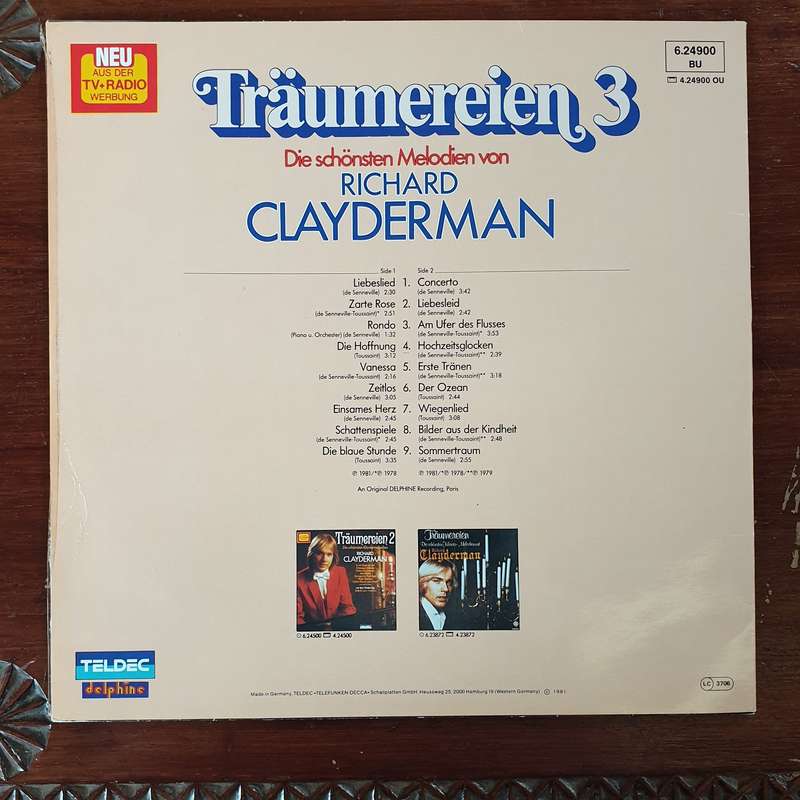 Richard Clayderman - Traumereien 3 - Vinyl LP Record - Very-Good+ Quality (VG+)