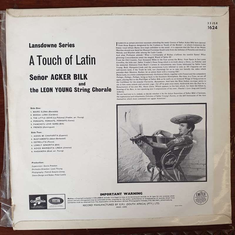 Señor Acker Bilk And The Leon Young String Chorale  A Touch Of Latin - Vinyl LP Record - V...