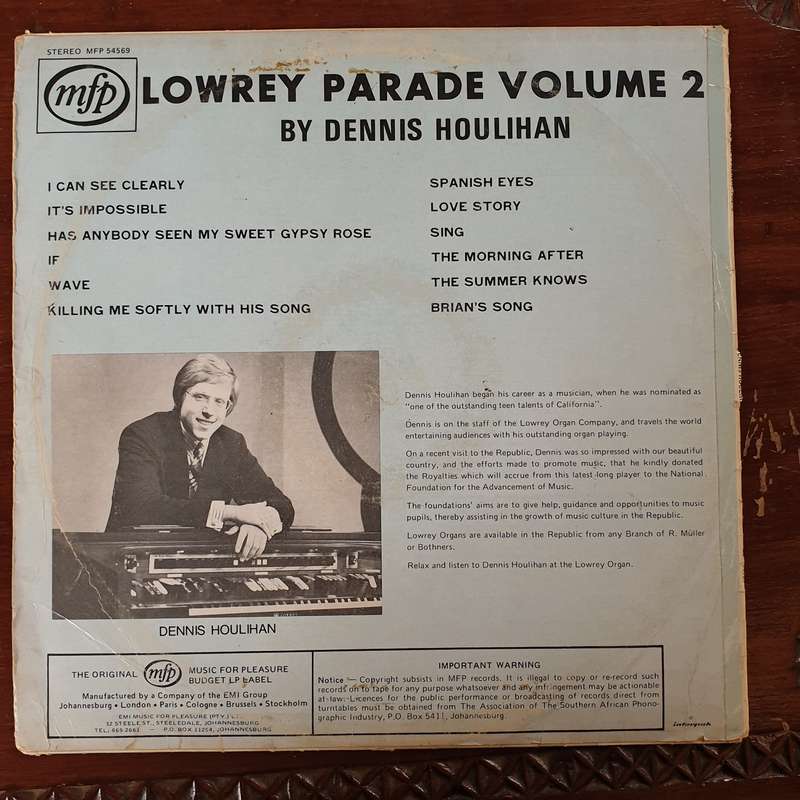 Dennis Van Rooyen - Lowrey Hit Parade Volume 2 - Vinyl LP Record - Good+ Quality (G+)