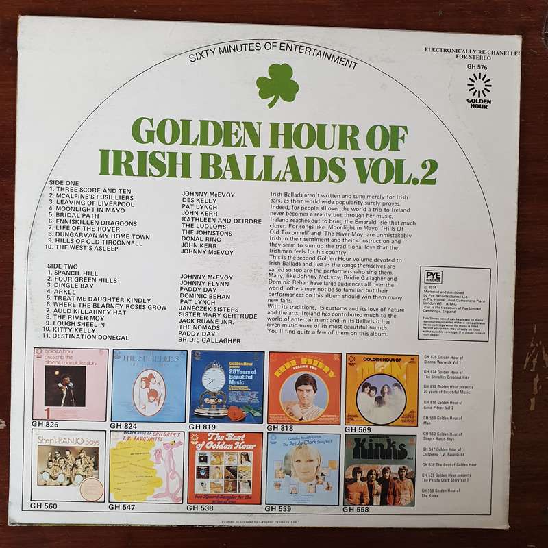 Golden Hour Of Irish ballads Vol 2 - Vinyl LP Record - Very-Good+ Quality (VG+)