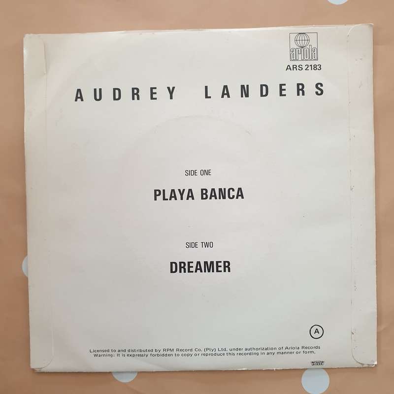 Audrey Landers  Playa Blanca - Vinyl 7" Record - Very-Good+ Quality (VG+)