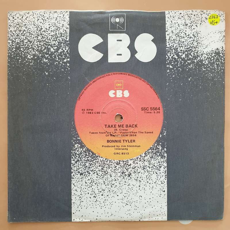 Bonnie Tyler - Take Me Back  - Vinyl 7" Record - Very-Good+ Quality (VG+)