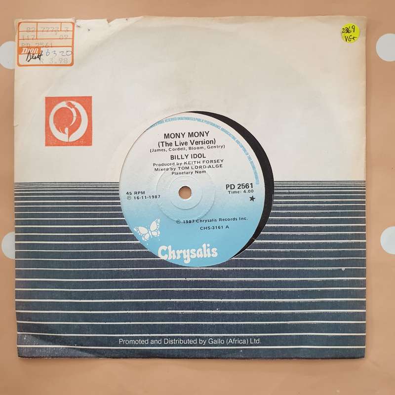 Billy Idol  Mony Mony (Live) - Vinyl 7" Record - Very-Good+ Quality (VG+)