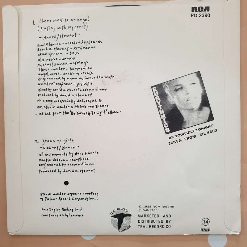 Eurythmics  There Must Be An Angel (Playing With My Heart) - Vinyl 7" Record - Very-Good+ Q...