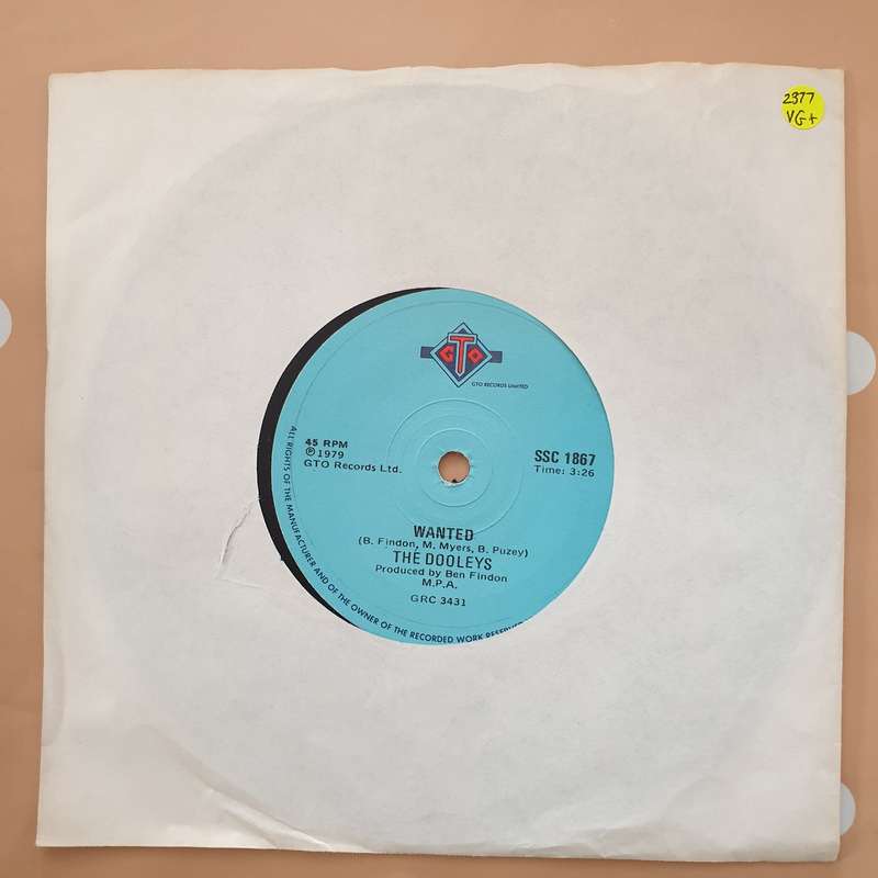 The Dooleys  Wanted - Vinyl 7" Record - Very-Good+ Quality (VG+)
