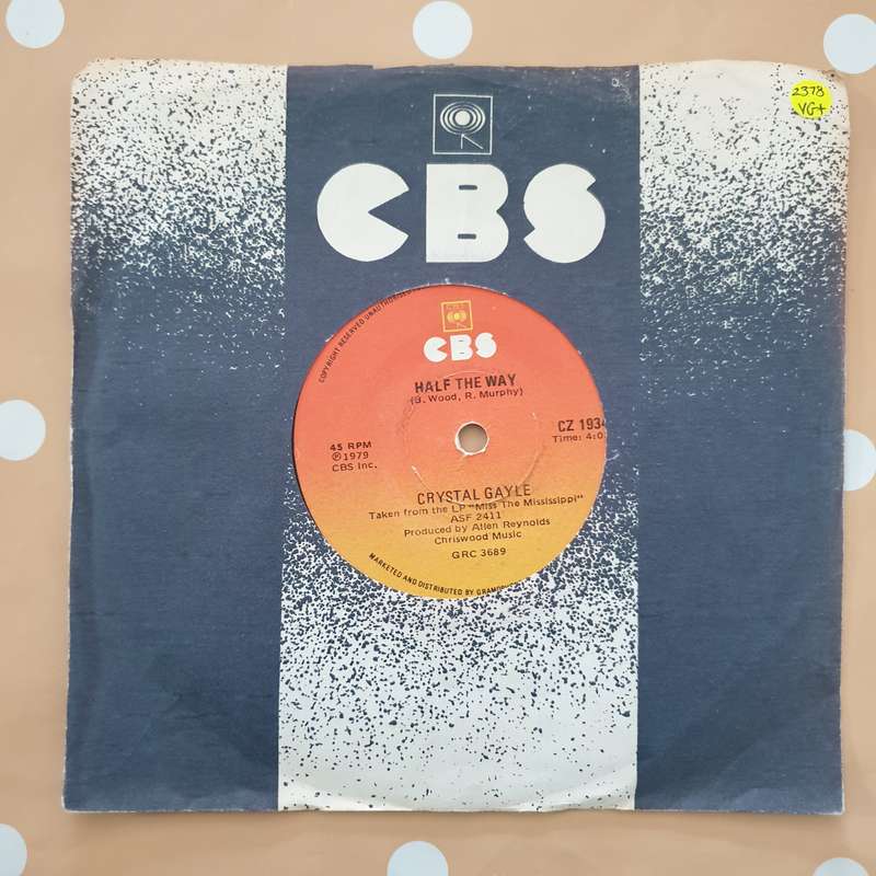 Crystal Gayle  Half The Way - Vinyl 7" Record - Very-Good+ Quality (VG+)